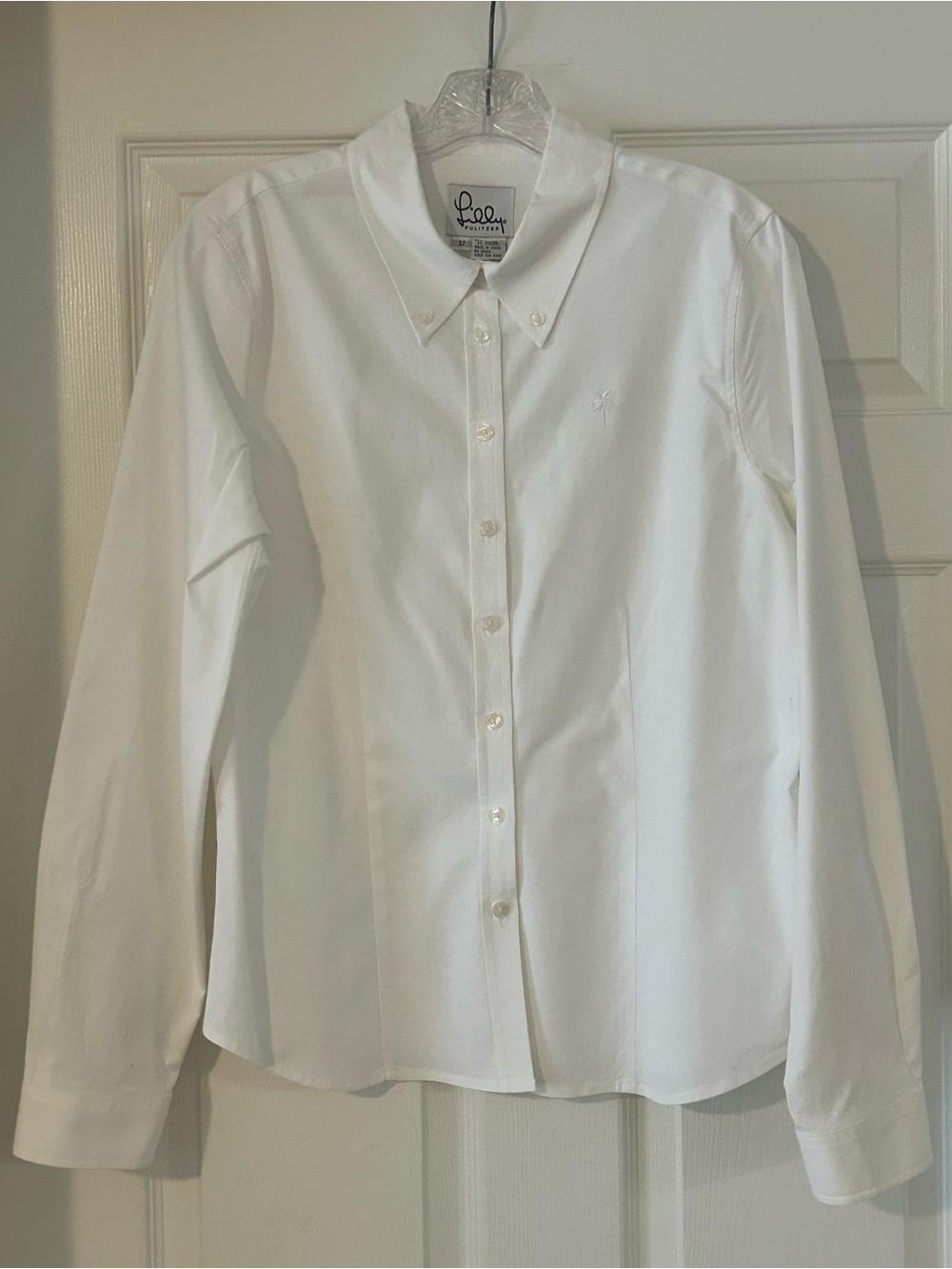 Lilly Pulitzer White Cotton Long Sleeve Blouse Size 12